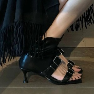 Sandalias de tacón alto con correa al tobillo para mujer, estilo minimalista, de moda, para verano 2026, sandalias de tubo corto para streetwear. - Product Image 3