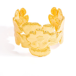 Pulsera chapada en oro con forma de flor para mujer, joyería en forma de C, chapado en oro de 18k, estilo retro de moda - Product Image 5