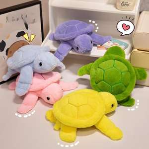 Giocattoli di peluche tartaruga blu viola grazioso cuscino di tartaruga schienali con cuscino di Oogway grande occhio tartaruga farcite bambole di animali marini acquario - Product Image 3