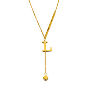 Collar Clásico de Acero Inoxidable Chapado en Oro con Letra del Alfabeto (26 Letras Disponibles) - Product Image 5