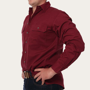 Nút xuống denim Hi VIS mồ hôi Snap ngọc trai nút dài tay áo váy cao pearlsnap xây dựng trang phục áo sơ mi phương Tây - Product Image 5