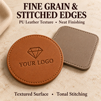 Sous-verres en cuir PU personnalisés avec logo gravé au laser, bords cousus, pour cadeaux et vente au détail, par le fabricant