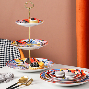 Soporte <span class=keywords><strong>de</strong></span> cerámica con diseño <span class=keywords><strong>de</strong></span> flores <span class=keywords><strong>de</strong></span> selva Tropical, para Tartas, 3 unidades - Product Image 6