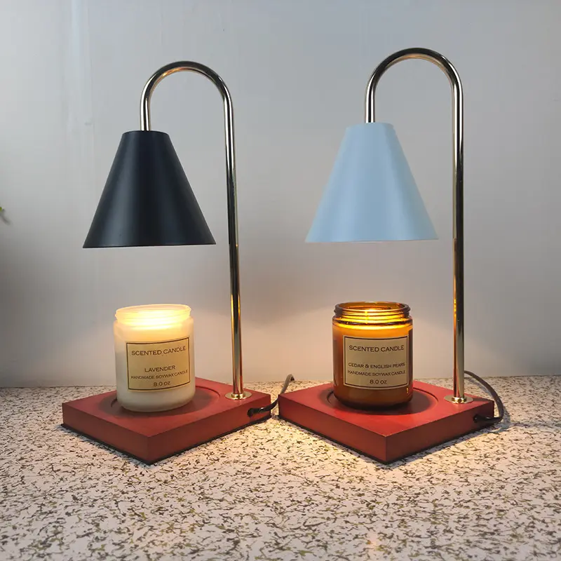 Lampada aromatica per scaldacera elettrico da tavolo con illuminazione regolabile per la fusione di candele con lampadina da 50Watt con Base in legno