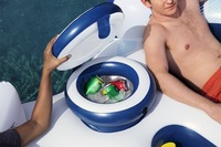 Île flottante gonflable en PVC pour deux personnes, matelas flottant, chaise longue, siège, compartiment pour boissons fraîches, capacité maximale 100 kg