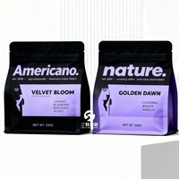 Sachet d'emballage personnalisé pour café et chewing-gum avec valve, fermeture éclair, résistant à l'humidité, en BOPP/VMPET/PE, avec soufflet de fond en plastique et feuille d'aluminium