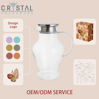 Carafe à eau en verre borosilicate CRYSTAL avec filtre et couvercle en acier inoxydable, grande capacité, pour thé froid et boissons maison