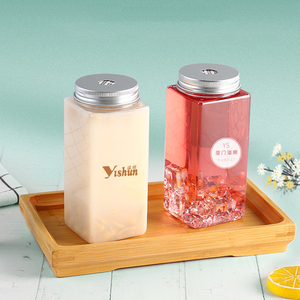 500ml cấp thực phẩm Pet vuông trong suốt nhựa nước ép trái cây chai nước giải khát bouteille de jus uống bao bì bánh carton - Product Image 2
