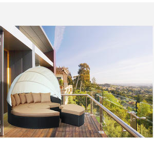 Ekspor Tiongkok Dia 2 Meter Lounge rotan bulat dengan kanopi dan bantal untuk penggunaan Luar Ruangan di halaman atau taman - Product Image 6