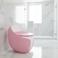 WC monobloc en céramique à chasse d'eau super siphonique Tornado, couleur rose, forme œuf, vente chaude en Asie centrale, pour salle de bain