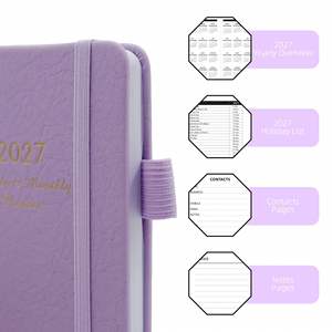 In Stock 2027 Weekly <b>Yearly</b> <b>Planner</b> Notebook PU Leather Hardcover Notepad 72 Sheets Paper with Elastic Band for Corporate Gifts - Product Image 2