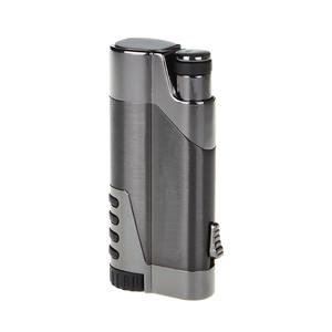 Encendedor electrónico recargable de Metal a prueba de viento, encendedor de cigarros de Gas butano con cortador de cigarros, logotipo personalizado - Product Image 6