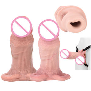 中空ストラップオンハーネス、伸縮性ウエストバンド付き、5.7インチシリコン中空ディルド、ペニスエクステンダー、より大きなペニス、男性用セックストイ - Product Image 1