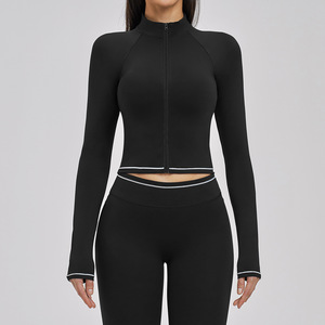 Veste de yoga zippée coupe-vent ajustée écologique à séchage rapide respirante pour le sport en plein air, la course à pied et la remise en forme pour femmes - Product Image 6