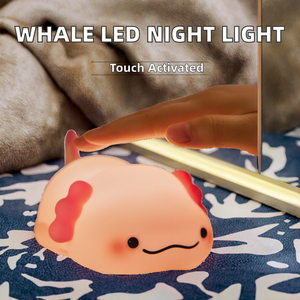 Lampe de chevet LED en forme de baleine mignonne, commande tactile, rechargeable par USB, veilleuse pour chambre d'enfant, style moderne - Product Image 2