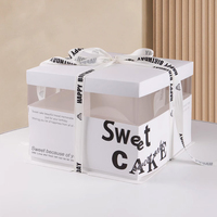 Emballage de gâteau d'anniversaire en PET personnalisé Boîte grande transparente carrée en plastique Boîte à gâteau d'anniversaire de luxe avec poignée