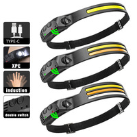 Senter LED Induktif Xinsite 1000-Lumen yang Dipasang di Kepala, Rating IP65, Bodi Karet Silikon, Sumber Cahaya Cob untuk Berkemah, Tahan Air