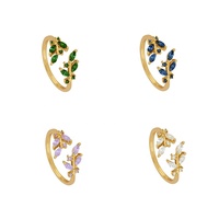 Bague ouverte minimaliste en cuivre plaqué or 18 carats, motif feuille de nature et branche de forêt, empilable et ajustable, pour peaux sensibles au nickel