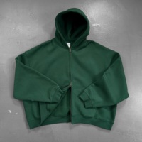 Sudadera con Capucha Corta y Ancha de Alta Calidad, Tejida, con Cierre, Diseño Bordado en 3D, Ecológica, Antiarrugas, de Poliéster/Algodón para Hombre