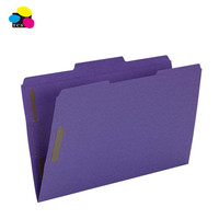 2 Fasteners Purple Reinforced 3/4"Expansion 1/3-Cut Tab Letter Size 50PCS/Box Fastener Folder