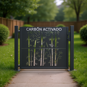 Portail de jardin en acier design bambou 39,4x39,4 Anthracite, battant, commande manuelle, thermolaqué, installation facile - Product Image 3