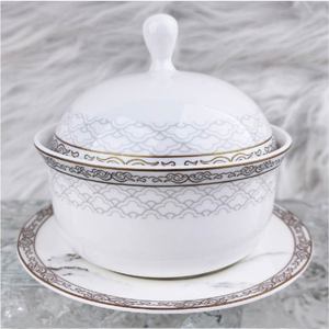 Wholesale High Quality Luxury Classic Simple Elegant Gold Rim Custom Design <b>Ceramic</b> Tableware Dinnerware <b>Set</b> Dinner <b>Set</b> - Product Image 4