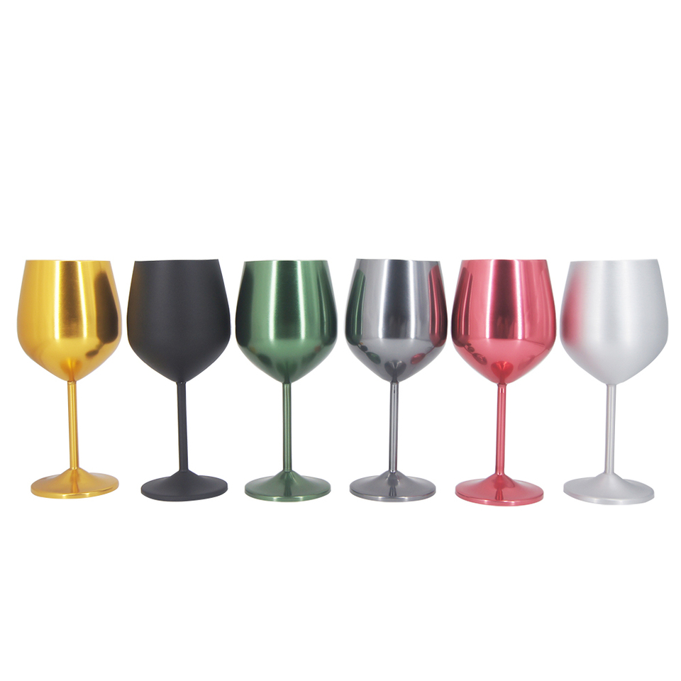 KLP Custom Disposable 500ml Aluminum Tumbler - Gold Metal Wine Glass