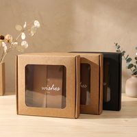 Boîte cadeau en papier kraft avec logo personnalisé, boîte d'emballage avec fenêtre, cadre photo, boîte d'emballage pour gâteaux de lune, boîte d'emballage pour savon