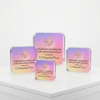 Trophée en cristal personnalisé, cadeau de reconnaissance en verre coloré avec gravure de logo pour prix de compétition