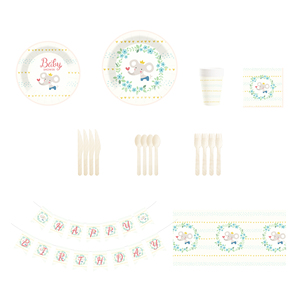 Juego de vajilla desechable para fiesta de baby shower DAMAI, platos de papel con diseño floral para suministros de cumpleaños, para 8 personas - Product Image 5