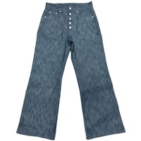 Fabricant en gros de jeans pour hommes à taille haute, fournisseur d'usine OEM ODM, pantalon en denim enduit à jambe large avec plusieurs boutons, style vintage