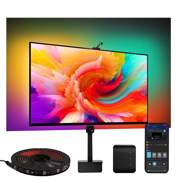 3.8M 12V Sync Game Alexa Google Home 55-65inches Ambient TV Backlight Flexible Smart 5050 Led RGB Strip Lights for TV for Room