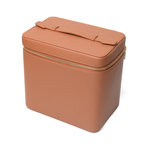 Borsa da Toilette <span class=keywords><strong>Professionale</strong></span> in Pelle PU Marrone, Grande Capacità, Organizer Cosmetico Portatile, Custodia per Prodotti di Bellezza da Donna - Product Image 4
