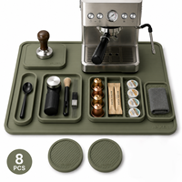 Tapis de bar à café en silicone de qualité supérieure Waker Manufacturer, tapis de comptoir modulaire antidérapant, tapis de café en silicone personnalisé 7 en 1 sans BPA