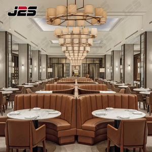 ชุดเฟอร์นิเจอร์ร้านอาหาร J2S ที่นั่งบุหนังโค้งพร้อมโต๊ะหินอ่อนทรงกลมและเก้าอี้สำหรับโรงแรมและคาเฟ่ - Product Image 2