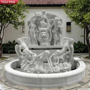 <span class=keywords><strong>Fontaine</strong></span> d'eau murale <span class=keywords><strong>de</strong></span> jardin Semi-circulaire, <span class=keywords><strong>bassin</strong></span> d'extérieur <span class=keywords><strong>de</strong></span> luxe avec Design <span class=keywords><strong>de</strong></span> coque en marbre, - Product Image 1