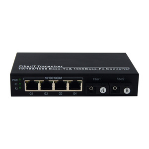 FTTH Gigabit 10/100/1000Mbps Fiber Optical Transceiver 3KM 2 SC Fiber Port 4 RJ45 Port Fiber Optic Media Converter Plug&amp;Play - Product Image 1