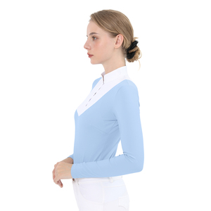 Maglia bassa MOQ top da corsa per cavalli da <span class=keywords><strong>donna</strong></span> traspirante alla moda camicie equestri alto elastico con bottone a <span class=keywords><strong>cavallo</strong></span> - Product Image 5
