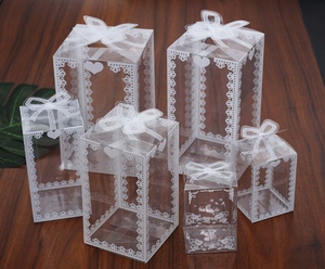 High Quality Custom PVC Clear Hard Plastic Gift Boxes Treat Gift Boxes Ribbon Packing Party Candy Luxury Acrylic Boxes For Gifts