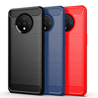 Coque arrière en TPU souple antichoc en fibre de carbone pour OnePlus 7T/8T/9RT, étui de protection avec coque en silicone texturé soie