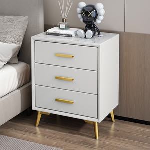 Moderno 50cm madera maciza tres mesitas de noche Guolu Simple dormitorio luz lujo roca losa cajón sala de estar muebles para el hogar - Product Image 6