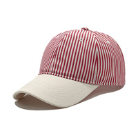 Casquette Snapback 6 Panneaux à Visière Plate Rayée et à Pois, Chapeau de Baseball en Twill de Coton à Bord Contrastant, Style Streetwear, Réglable, Unisexe, Vente en Gros