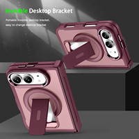 Étui de téléphone portable magnétique pliable transparent, couleur unie, finition mate, avec support intégré pour iPhone 18Ultra