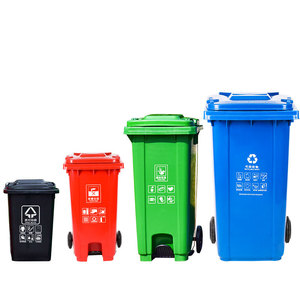 ถังขยะกลางแจ้ง 240 ลิตร พลาสติกหนาพิเศษ แบบเหยียบเท้า ทรงสี่เหลี่ยม สำหรับใช้ในงานสุขาภิบาลในพื้นที่ - Product Image 1