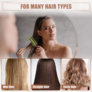 Black Ceramic Nylon Waterproof Thermal <b>Round</b> Hair <b>Brush</b> with Detangling Function Plastic Tube Dry/Use All Hair Types - Product Image 3
