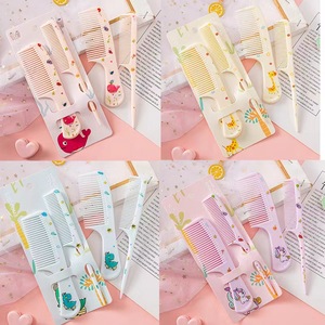 Animaux de dessin animé bébés peignes pour enfants peignes de coiffure pour filles dents fines étudiant mignon queues pointues 2 ensembles de miroir de peigne - Product Image 2