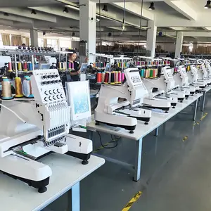 Yunfu mejor máquina de coser de una sola cabeza 9 12 15 agujas máquina de bordado tapa plana acabado bordado de prendas