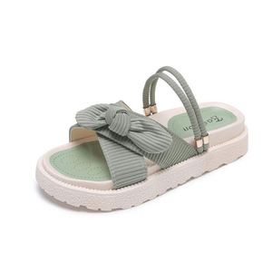 Women's Platform Canvas <b>Sandals</b> with Thick Soles and Bow Decorations-Spring Beach Shoes or Flat <b>Sandals</b> - Product Image 5