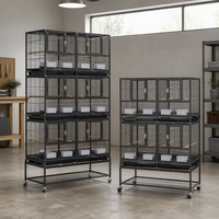 Grande volière pour oiseaux, cage d'élevage en fer, acier, acier inoxydable, fil métallique, revêtement en poudre, motif solide, support séparé, pour perroquets, emballée en boîte