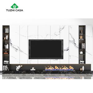 Cheminée <span class=keywords><strong>en</strong></span> contreplaqué, design moderne et simple, meuble de vitrine de télévision <span class=keywords><strong>en</strong></span> <span class=keywords><strong>marbre</strong></span> dissimulé - Product Image 1